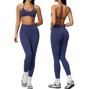 Ensemble de yoga respirant et sans coutures pour femmes, soutien-gorge de sport à bretelles, vêtements de sport, leggings, ensembles de yoga grande taille - Product Image 1