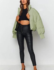 Wholesale Trendy <b>Cropped</b> <b>Puffer</b> <b>Jacket</b> Women Windproof Oversized Padded Coat - Product Image 2