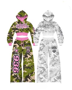 2026 Custom Logo <b>Women</b> <b>Velour</b> <b>Tracksuit</b> Full Zip Striped Hooded Crop Jacket Pants Set TAHAD Casual Sweatshirt Outfit - Product Image 4