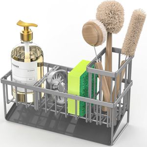Organizzatore per Lavello con Portaspazzole e Portasponge in Acciaio Inox 304 Antiruggine, Soluzione di Stoccaggio per Dispenser di Sapone da Cucina - Product Image 1
