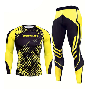 Camiseta de compresión de manga larga con estampado personalizado para BJJ MMA, conjunto de leggings y camiseta para hombre - Product Image 1