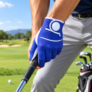 Guante de Golf de Cuero Cabarita Blanco y Azul para Mano Derecha, Palma Antideslizante de Cuero PU, Cierre a Presión Unisex, Guante Deportivo - Product Image 6