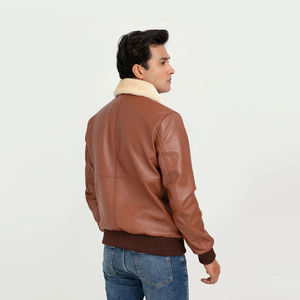 Chaqueta de Cuero para Hombre con Logotipo Personalizado en el Frente, Transpirable, de Color Sólido, Estilo Urbano de Invierno, Alta Calidad - Product Image 3