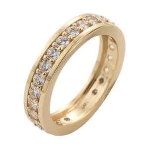 Bague de mariage demi-éternité classique en or rose pur 10K/14K/18K avec diamants de laboratoire, sertie en canal, pour femme, bague de mariage empilable - Product Image 3