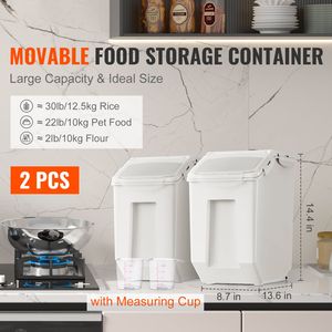 Set di 2 Contenitori Ermetici da 15L con Coperchio e Ruote Attaccabili, 2 Misurini, per Conservazione Cibo per Cani e Ingredienti - Product Image 6