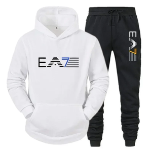 Ensemble de survêtement décontracté en Spandex/Polyester de haute qualité pour hommes, coupe oversize, 370 grammes, avec sweat à capuche et pantalon de jogging pour la saison hivernale - Product Image 4