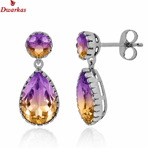 Wholesale custom high quality popular fashion elegant 925 sterling <b>silver</b> ametrine gemstone tear drop <b>earrings</b> jewelry women - Product Image 1