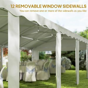 Tenda per Feste in PVC e Poliestere Bianca 40FT X 20FT con Pareti Laterali Rimovibili e 12 Finestre per Matrimoni ed Eventi BBQ - Product Image 5