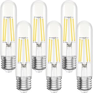 Lampadina LED Edison Tubolare Dimmerabile 4000K Bianco Neutro 6W Equivalente a 60 Watt E26, Lampadine LED T10 per Lampadari - Product Image 1