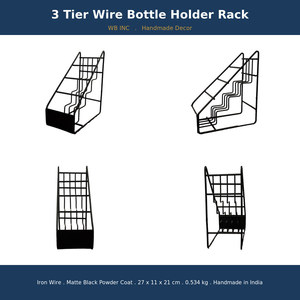 Handmade Four Tier Iron Wire <b>Bottle</b> <b>Rack</b> Kitchen Wine <b>Storage</b> Organizer Standing Beverage Shelf Industrial Home Display - Product Image 6