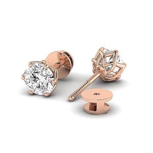 Lab Grown Diamond Stud <b>Earrings</b>, Round Solitaire Diamond <b>Earrings</b>, Screw <b>Back</b> Studs, Rose Gold Diamond <b>Earrings</b>, Gift for Her - Product Image 4