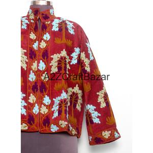 Handmade Embroidered Embossed Cotrise <b>Jacket</b> Vintage Design Eco-Friendly Quick Dry Breathable Cotton Lined <b>Mandarin</b> <b>Collar</b> 800g - Product Image 6
