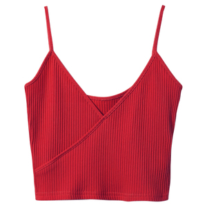 Women Knitted Solid Color Halter Neck Crop Tank <b>Top</b> Casual Style Green - Product Image 6