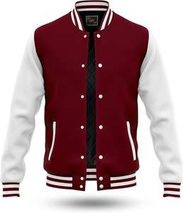 Veste universitaire personnalisée pour homme, style Letterman, en laine avec manches en cuir, broderie et patchs, qualité supérieure, style bomber - Product Image 2