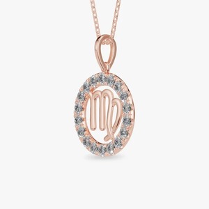 Colgante de Plata 925 con Moissanita del Zodiaco Virgo, con Halo de Diamantes Redondos, Amuleto Clásico para Regalo Unisex - Product Image 3