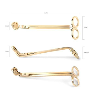 Ciseaux coupe-mèche en laiton antique doré pour bougies - Product Image 2