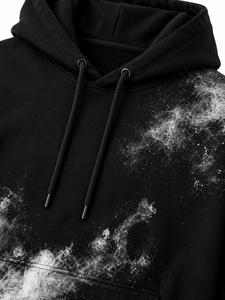 Men's Hooded Fleece Sweatshirt Spray Print Regular Fit Casual Pocket Autumn Breathable Knitted 100% Cotton <b>Raglan</b> Sleeve - Product Image 4