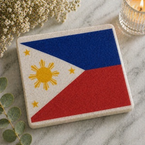 Hot selling France flag <b>marble</b> coaster premium <b>square</b> stone <b>table</b> decor gift item modern stylish export quality design new looks - Product Image 5