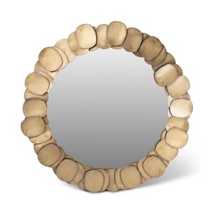 Wood Slice <b>Frame</b> Wall <b>Mirror</b> – Round Rustic Natural Wood Decorative <b>Mirror</b> for Living Room & Home Decor - Product Image 1