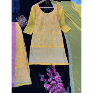 Designer Women's Party Wear Set Beautiful <b>Top</b> Sharara Dupatta - Product Image 6