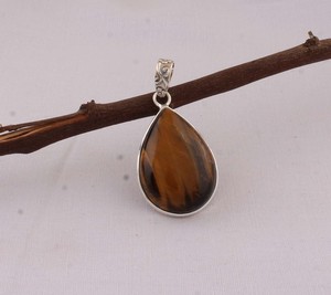Handmade Tiger Eye Pendant 925 Sterling <b>Silver</b> Vintage Bohemian Style Chatoyant Stone Necklace Fine Jewelry Supplier Custom - Product Image 2