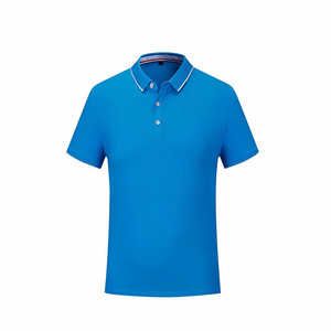 Polo à manches courtes pour homme, bleu, tricoté, couleur unie, coupe décontractée, longueur normale, boutons - Product Image 1