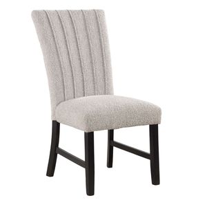 Set di 2 Sedie da Pranzo Contemporanee in Tessuto Bouclé Grigio con Gambe in Legno Nero, Stile Unico e Moderno - Product Image 3