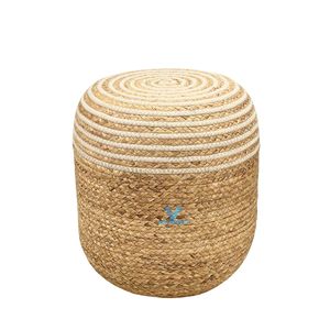 <b>Vintage</b> Style Cotton Seagrass Ottoman Handmade Woven Pouf Decorative Floor Cushion Wholesale OEM ODM - Product Image 1