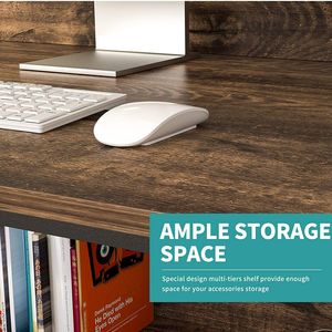 Scrivania Moderna Mecor da 47 Pollici con Scaffali, Robusta Scrivania in Legno con Libreria per Ufficio Domestico - Product Image 6