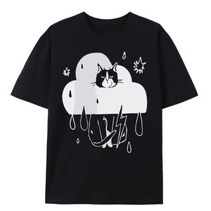 T-shirt surdimensionné en coton lourd pour homme, impression personnalisée, style streetwear, tee-shirt basique - Product Image 1
