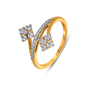 Yellow Gold Lab Grown Diamond Floral Ring 0.20ctw <b>Stones</b> Womens Luxury Jewelry 14K Gold Band Wedding Party Anniversary Gift - Product Image 1