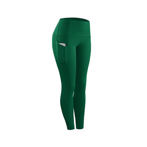 High Waist Black <b>Leggings</b> <b>With</b> <b>Pockets</b> Full Length Seamless Knitted Sporty Style Stretch Breathable Comfortable Quick Dry - Product Image 3