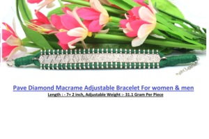 Luxury Orange Macrame Silver <b>Bracelet</b> and <b>Bangles</b> with Diamond Accents Trendy Unisex Everyday Wear for Wedding and Gift - Product Image 2