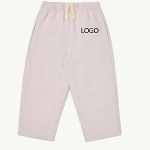 Pantalones de forro polar para niños, tela suave de mezcla de algodón, cálidos y cómodos, de color sólido, precio económico para pedidos al por mayor, con diseño de cordones ajustables. - Product Image 1