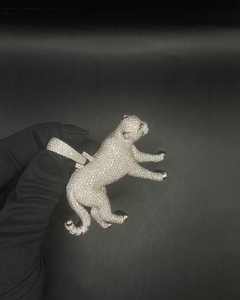 925 Sterling Silver Iced Moissanite Leopard Pendant Trendy <b>Animal</b> Charm Rhodium Plated Unisex Party Jewelry - Product Image 1