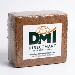 Bloc de cocopeat organique à faible teneur en EC - Conditionneur de sol écologique pour la culture et l'utilisation en jardinage - Haute rétention d'eau - Emballage personnalisé de 5 kg - Product Image 1
