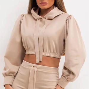 Conjunto de Sudadera Corta con Capucha y Pantalones Deportivos de Algodón 100% con Estampado de Puntos, Estilo Informal para Primavera - Product Image 1