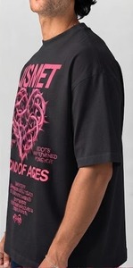 T-shirt respirant à logo frontal avec motif cœur épineux rose, manches courtes, coupe classique, en jersey de coton décontracté, col rond - Product Image 5
