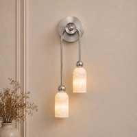 Applique murale moderne en laiton à deux lumières, plaque arrière ronde, abat-jour cylindrique en marbre, luminaire mural intérieur, lampe personnalisée