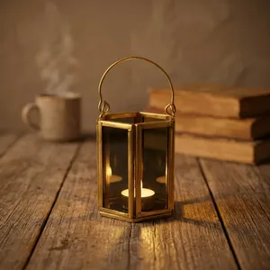 ARTISAN DESIGN Handmade High Quality <b>Mini</b> Black Glass Votive <b>Lantern</b> Candle Holder Hanging Tabletop Decorative Irregular Shape - Product Image 1