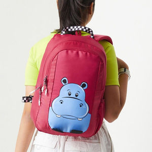 Pink Cartoon Hippo <b>Backpack</b> for Girls <b>Children</b> School Bag with Zipper Pockets and Shoulder Straps - Product Image 2