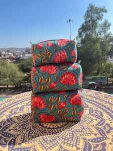 Floral Printed Indian Multifunction Toiletry Set of 3 <b>Quilted</b> Cotton Zipper Fashionable Cosmetic Case On Wholesale Rate - Product Image 2