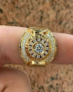 Moissanite Gold <b>Ring</b> <b>Mens</b> Statement Jewelry Iced Out Round Center Stone Luxury Hip Hop Fashion <b>Ring</b> Sparkling Pave Design Classy - Product Image 6
