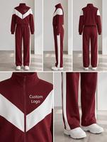 Ensemble de survêtement d'hiver pour femmes, veste coupe-vent unie et pantalon large, logo personnalisé, streetwear, vêtements de sport, service OEM