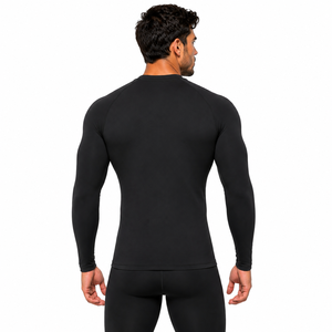 Men's <b>Black</b> Long Sleeve <b>Compression</b> <b>Shirt</b> Quick Dry Breathable Stretchable Anti-Bacterial Eco-Friendly Anti-UV Activewear - Product Image 2