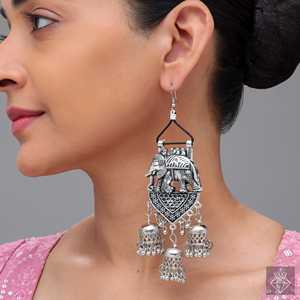 PRAO's Stylish Big <b>Elephant</b> Jhumki Fashion <b>Earrings</b> - Product Image 2