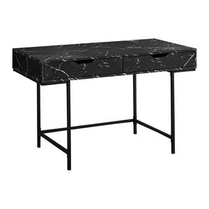 Scrivania Moderna per Ufficio Domestico da 48 Pollici con Laminato Effetto Marmo Nero, Struttura in Metallo Nero e Cassetti Contenitori per Laptop in Stile Contemporaneo - Product Image 2