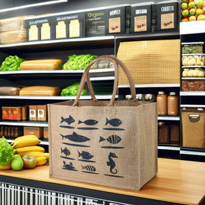 ถุงช้อปปิ้งรักษ์โลกทำจากปอกระเจาผสมผ้าฝ้าย  กระเป๋าแบบกำหนดเองได้สำหรับตลาดและห้างสรรพสินค้า - Product Image 6