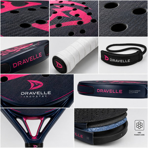 Raqueta de Pádel Profesional para Mujer con Logotipo Personalizado, Fibra de Carbono 3K, Núcleo HRD Power Core, 365g, Color Azul Marino y Rosa, Venta al Por Mayor - Product Image 2