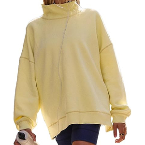 Sweat-shirt oversize pour femme de haute qualité, automne/hiver, design streetwear élégant, molleton épais 100% coton, col montant, personnalisable - Product Image 5